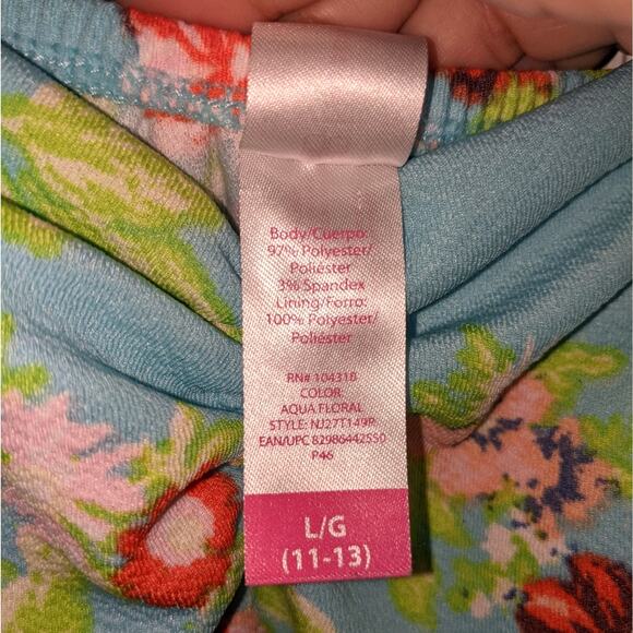 No Boundaries Spring Blue Pink Floral Roses Padded Juniors Strap Dress L 11-13 - Picture 7 of 16